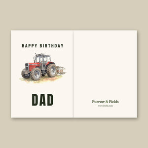 Furrow & Fields Greeting Card Happy Birthday Dad Massey Ferguson 375 Watercolour | Greeting Card Quality Farmers Merch