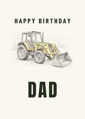 Furrow & Fields Greeting Card Happy Birthday Dad Massey Ferguson 50E Pencil Sketch | Greeting Card Quality Farmers Merch