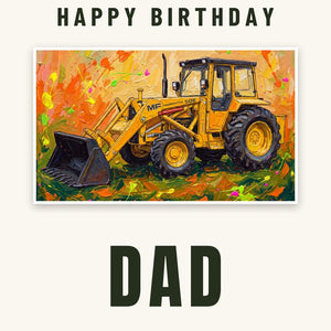 Furrow & Fields Greeting Card Happy Birthday Dad Massey Ferguson 50E Splash Art | Greeting Card Quality Farmers Merch