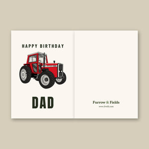 Furrow & Fields Greeting Card Happy Birthday Dad Massey Ferguson 590 4WD | Greeting Card Quality Farmers Merch
