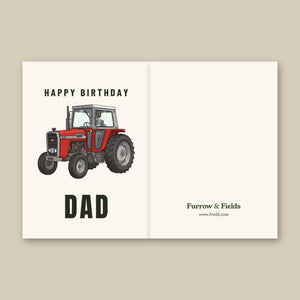 Furrow & Fields Greeting Card Happy Birthday Dad Massey Ferguson 590 Cartoon | Greeting Card Quality Farmers Merch