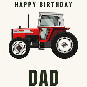 Furrow & Fields Greeting Card Happy Birthday Dad Massey Ferguson 590 | Greeting Card Quality Farmers Merch