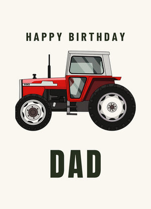 Furrow & Fields Greeting Card Happy Birthday Dad Massey Ferguson 590 | Greeting Card Quality Farmers Merch