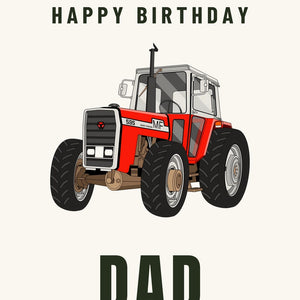 Furrow & Fields Greeting Card Happy Birthday Dad Massey Ferguson 595 | Greeting Card Quality Farmers Merch