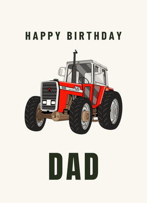 Furrow & Fields Greeting Card Happy Birthday Dad Massey Ferguson 595 | Greeting Card Quality Farmers Merch