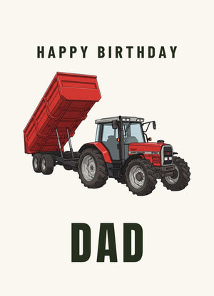 Furrow & Fields Greeting Card Happy Birthday Dad Massey Ferguson 6180 Cartoon | Greeting Card Quality Farmers Merch