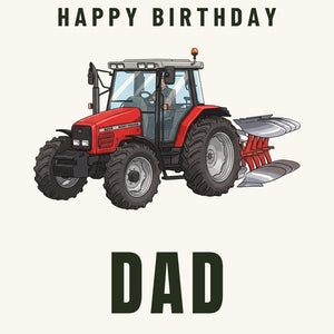 Furrow & Fields Greeting Card Happy Birthday Dad Massey Ferguson 6255 Cartoon | Greeting Card Quality Farmers Merch