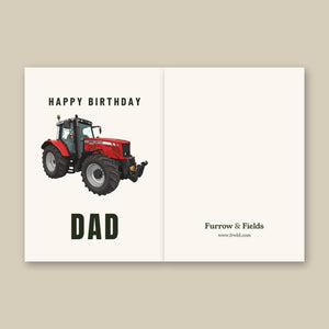 Furrow & Fields Greeting Card Happy Birthday Dad Massey Ferguson 6480 Cartoon | Greeting Card Quality Farmers Merch