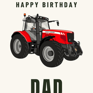 Furrow & Fields Greeting Card Happy Birthday Dad Massey Ferguson 6480 | Greeting Card Quality Farmers Merch