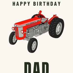 Furrow & Fields Greeting Card Happy Birthday Dad Massey Ferguson 65 Mark II | Greeting Card Quality Farmers Merch