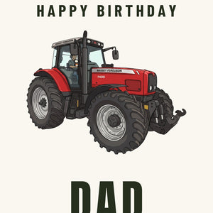 Furrow & Fields Greeting Card Happy Birthday Dad Massey Ferguson 7495 Cartoon | Greeting Card Quality Farmers Merch
