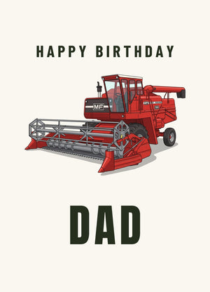 Furrow & Fields Greeting Card Happy Birthday Dad Massey Ferguson 760 | Greeting Card Quality Farmers Merch