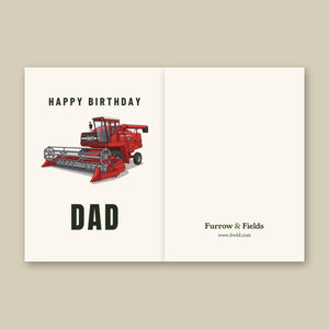 Furrow & Fields Greeting Card Happy Birthday Dad Massey Ferguson 760 | Greeting Card Quality Farmers Merch