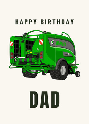 Furrow & Fields Greeting Card Happy Birthday Dad McHale Fusion 4 Big Baler | Greeting Card Quality Farmers Merch