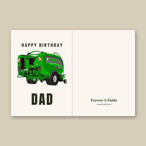 Furrow & Fields Greeting Card Happy Birthday Dad McHale Fusion 4 Big Baler | Greeting Card Quality Farmers Merch