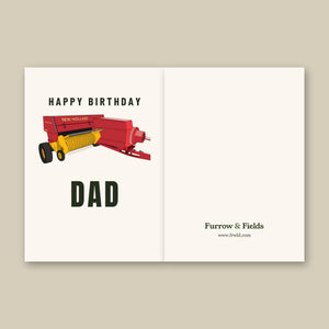 Furrow & Fields Greeting Card Happy Birthday Dad New Holland 274 Square Baler | Greeting Card Quality Farmers Merch