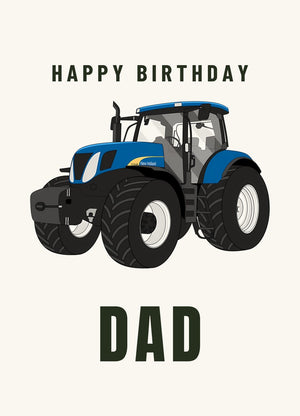 Furrow & Fields Greeting Card Happy Birthday Dad New Holland 7040 | Greeting Card Quality Farmers Merch