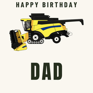 Furrow & Fields Greeting Card Happy Birthday Dad New Holland CR Combine | Greeting Card Quality Farmers Merch