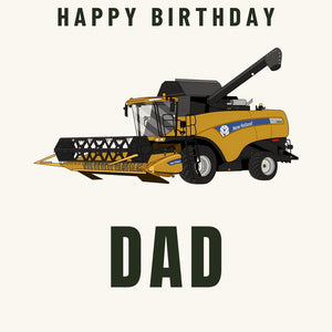 Furrow & Fields Greeting Card Happy Birthday Dad New Holland CX 8060 Combine Harvester | Greeting Card Quality Farmers Merch