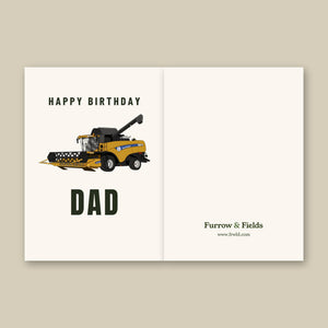 Furrow & Fields Greeting Card Happy Birthday Dad New Holland CX 8060 Combine Harvester | Greeting Card Quality Farmers Merch