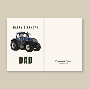 Furrow & Fields Greeting Card Happy Birthday Dad New Holland T8 435 | Greeting Card Quality Farmers Merch