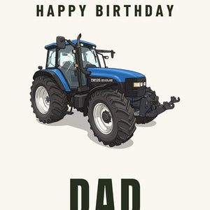 Furrow & Fields Greeting Card Happy Birthday Dad New Holland TM 135 | Greeting Card Quality Farmers Merch