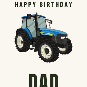 Furrow & Fields Greeting Card Happy Birthday Dad New Holland TM 140 | Greeting Card Quality Farmers Merch