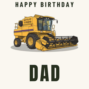 Furrow & Fields Greeting Card Happy Birthday Dad New Holland TR 89 | Greeting Card Quality Farmers Merch
