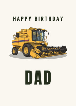 Furrow & Fields Greeting Card Happy Birthday Dad New Holland TR 89 | Greeting Card Quality Farmers Merch