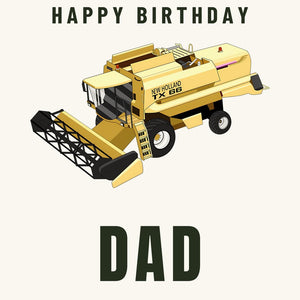 Furrow & Fields Greeting Card Happy Birthday Dad New Holland TX 66 Combine Harvester | Greeting Card Quality Farmers Merch