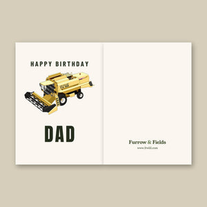 Furrow & Fields Greeting Card Happy Birthday Dad New Holland TX 66 Combine Harvester | Greeting Card Quality Farmers Merch