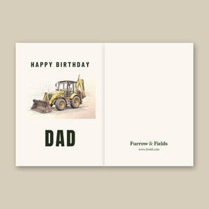 Furrow & Fields Greeting Card Happy Birthday Dad Terex 860 Elite Pencil Sketch | Greeting Card Quality Farmers Merch