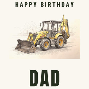 Furrow & Fields Greeting Card Happy Birthday Dad Terex 860 Elite Pencil Sketch | Greeting Card Quality Farmers Merch