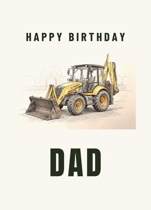 Furrow & Fields Greeting Card Happy Birthday Dad Terex 860 Elite Pencil Sketch | Greeting Card Quality Farmers Merch