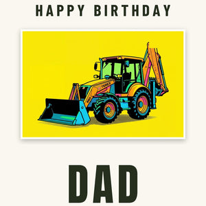 Furrow & Fields Greeting Card Happy Birthday Dad Terex 860 Elite Pop Art | Greeting Card Quality Farmers Merch