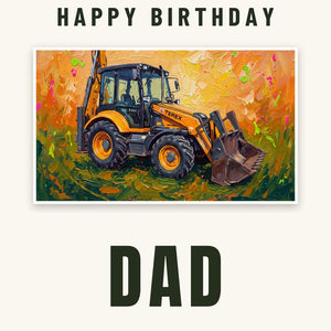 Furrow & Fields Greeting Card Happy Birthday Dad Terex 860 Elite Splash Art | Greeting Card Quality Farmers Merch