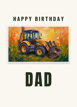 Furrow & Fields Greeting Card Happy Birthday Dad Terex 860 Elite Splash Art | Greeting Card Quality Farmers Merch