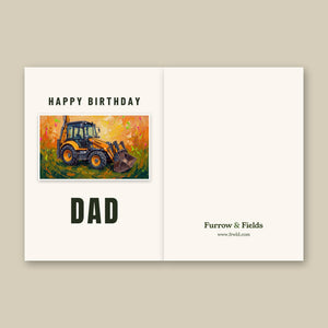 Furrow & Fields Greeting Card Happy Birthday Dad Terex 860 Elite Splash Art | Greeting Card Quality Farmers Merch