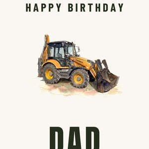 Furrow & Fields Greeting Card Happy Birthday Dad Terex 860 Elite Watercolour | Greeting Card Quality Farmers Merch