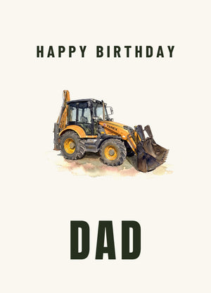 Furrow & Fields Greeting Card Happy Birthday Dad Terex 860 Elite Watercolour | Greeting Card Quality Farmers Merch