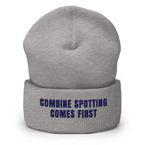 Furrow & Fields Heather Grey Combine Spotting Comes First | Cuffed Beanie Quality Farmers Merch
