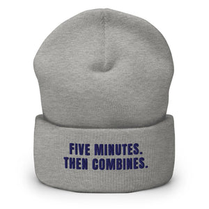 Furrow & Fields Heather Grey Five Minutes. Then Combines. | Cuffed Beanie Quality Farmers Merch