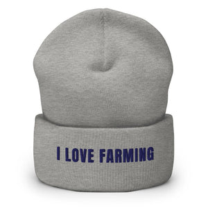 Furrow & Fields Heather Grey I Love Farming | Cuffed Beanie Quality Farmers Merch