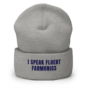 Furrow & Fields Heather Grey I Speak Fluent Farmonics | Cuffed Beanie Quality Farmers Merch