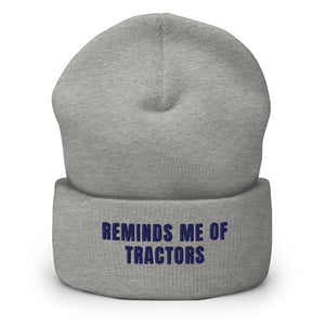 Furrow & Fields Heather Grey Reminds Me of Tractors | Cuffed Beanie Quality Farmers Merch