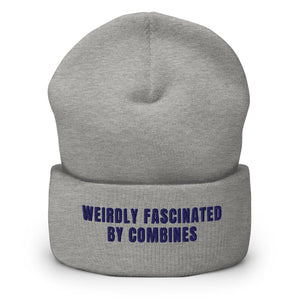 Furrow & Fields Heather Grey Weirdly Fascinated by Combines | Cuffed Beanie Quality Farmers Merch