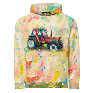 Furrow & Fields Hoodie FIAT 90-90 DT Splash Art | All-Over Print Hoodie Quality Farmers Merch