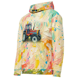 Furrow & Fields Hoodie FIAT 90-90 DT Splash Art | All-Over Print Hoodie Quality Farmers Merch