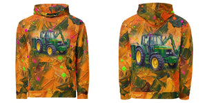 Furrow & Fields Hoodie John Deere 6910 with Hedge Cutter Splash Art | All-Over Print Hoodie Quality Farmers Merch
