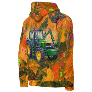 Furrow & Fields Hoodie John Deere 6910 with Hedge Cutter Splash Art | All-Over Print Hoodie Quality Farmers Merch